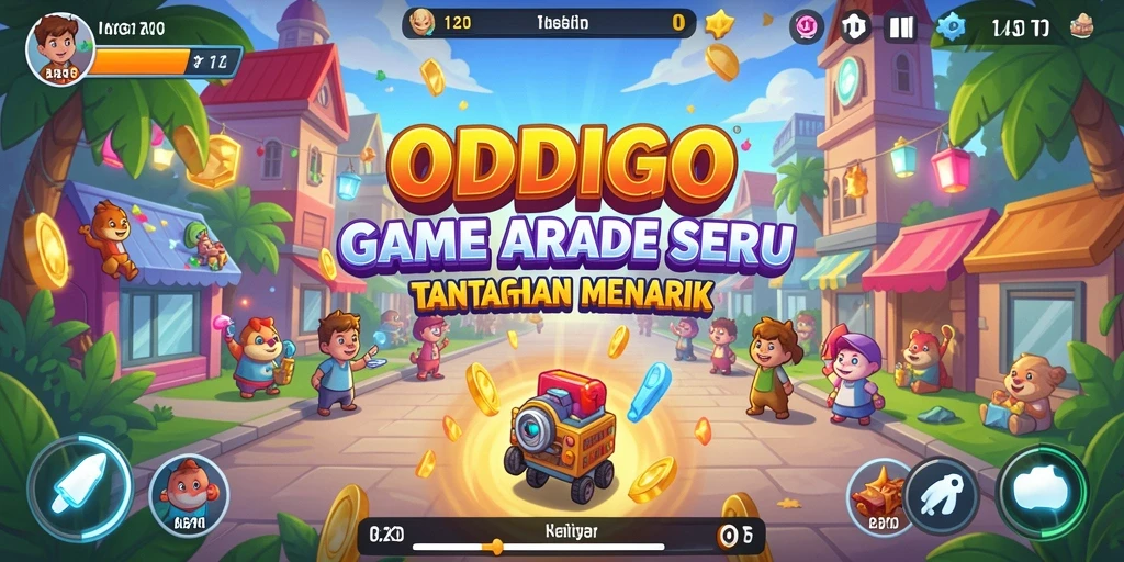 Tangkapan layar ODDIGO menampilkan gameplay Arcade yang seru dan menantang.