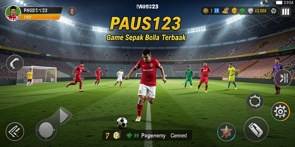 Screenshot fantastis menunjukkan aksi laga sepak bola yang seru.
