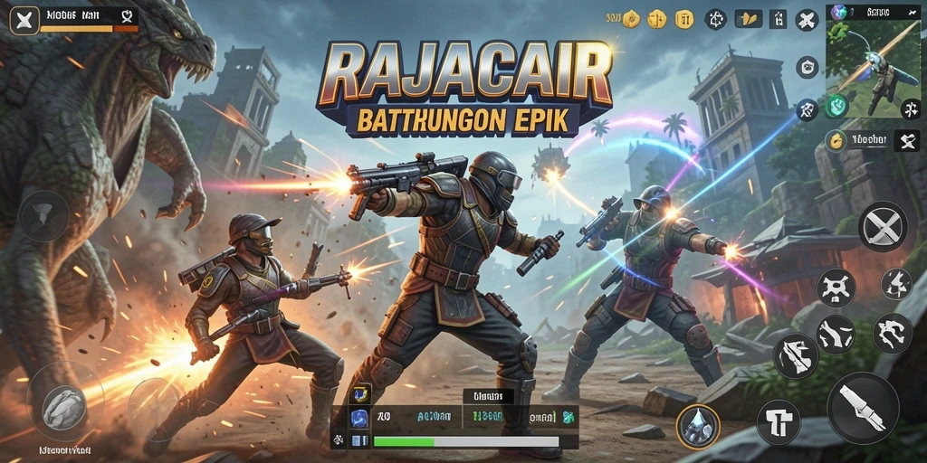 Screenshot mendemonstrasikan aksi seru dalam pertempuran RAJACAIR.