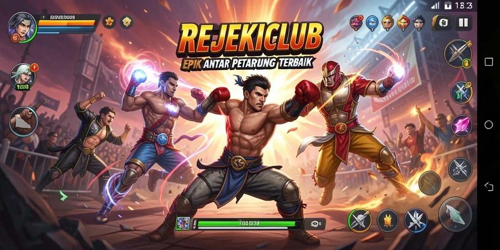 Tampilan gameplay REJEKICLUB yang dinamis dan penuh aksi.