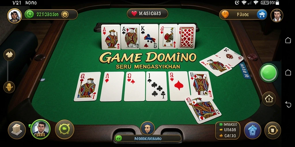 Tampilan gameplay menarik dari V21 yang menyajikan permainan domino.
