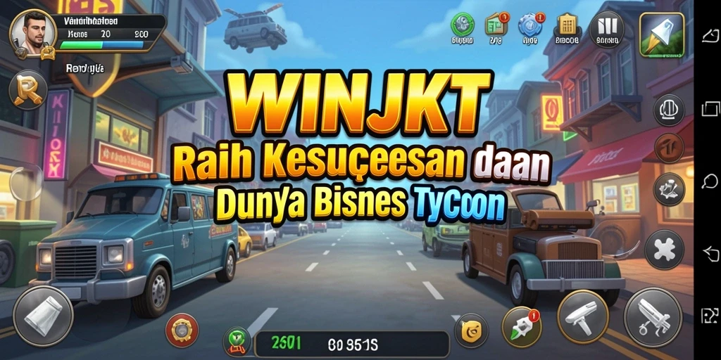 Screenshot gameplay WINJKT menampilkan aksi bisnis yang mendebarkan.
