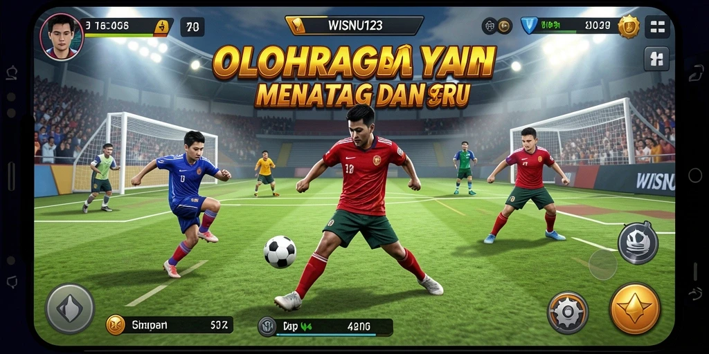 Tampilan screenshot utama WISNU123 menampilkan aksi seru dalam permainan olahraga.