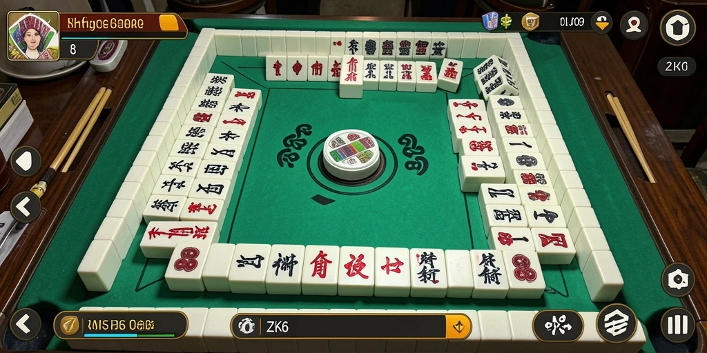 Screenshot gameplay ZK6 menampilkan aksi menyusun ubin Mahjong yang seru.